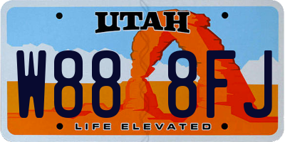 UT license plate W888FJ