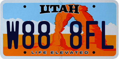 UT license plate W888FL