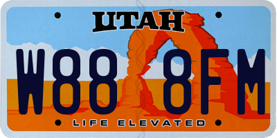 UT license plate W888FM