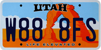 UT license plate W888FS