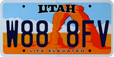 UT license plate W888FV