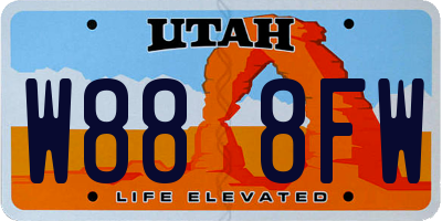UT license plate W888FW