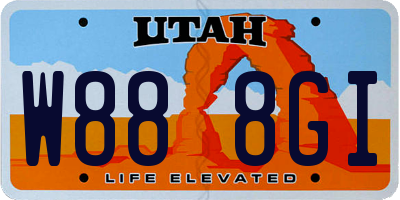 UT license plate W888GI