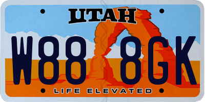 UT license plate W888GK