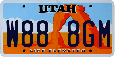 UT license plate W888GM