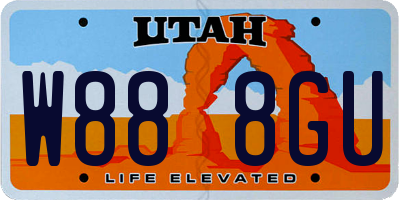 UT license plate W888GU
