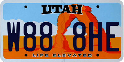 UT license plate W888HE