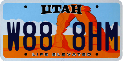 UT license plate W888HM