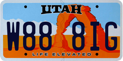 UT license plate W888IG