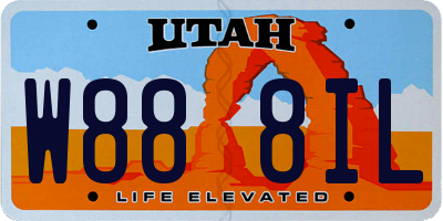 UT license plate W888IL