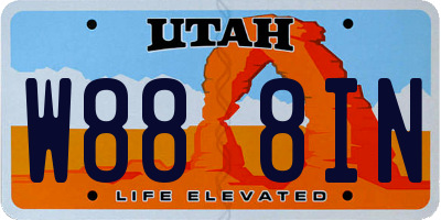 UT license plate W888IN