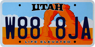 UT license plate W888JA