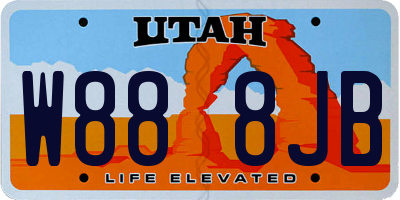 UT license plate W888JB