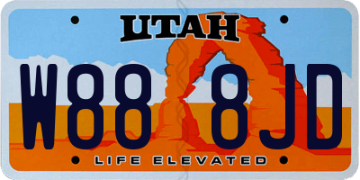 UT license plate W888JD