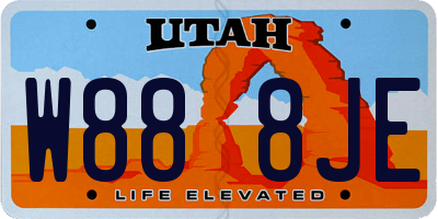 UT license plate W888JE