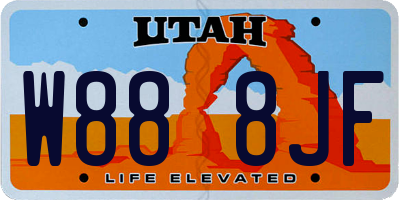 UT license plate W888JF