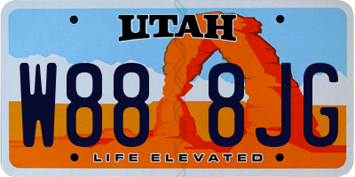 UT license plate W888JG