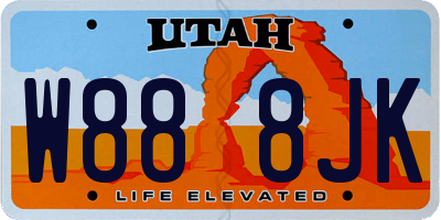 UT license plate W888JK