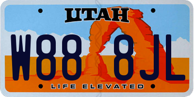 UT license plate W888JL