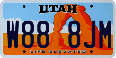 UT license plate W888JM