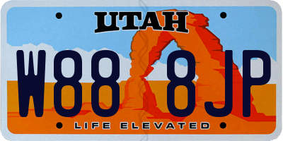 UT license plate W888JP