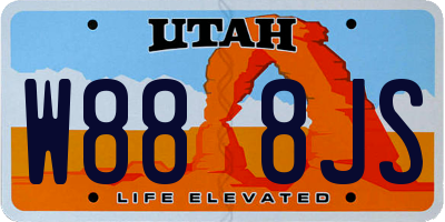 UT license plate W888JS