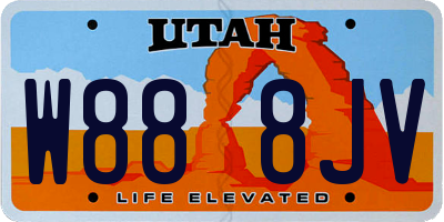 UT license plate W888JV