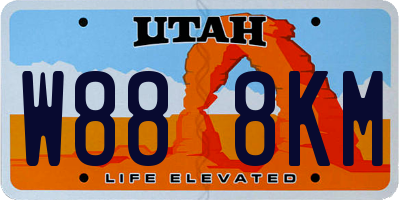 UT license plate W888KM