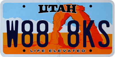 UT license plate W888KS