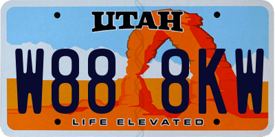 UT license plate W888KW