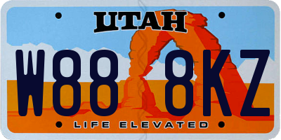 UT license plate W888KZ