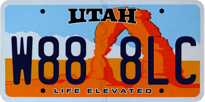 UT license plate W888LC