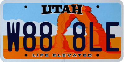 UT license plate W888LE