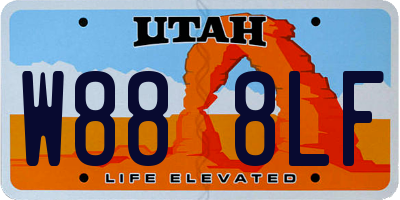 UT license plate W888LF
