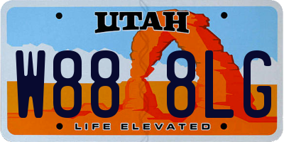 UT license plate W888LG