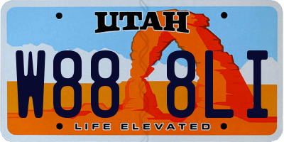 UT license plate W888LI