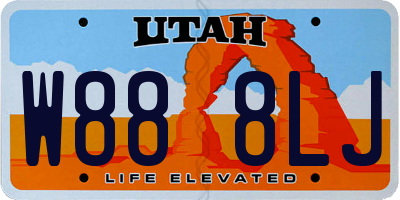 UT license plate W888LJ