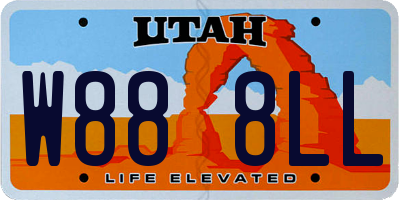 UT license plate W888LL