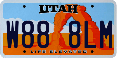 UT license plate W888LM