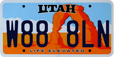 UT license plate W888LN