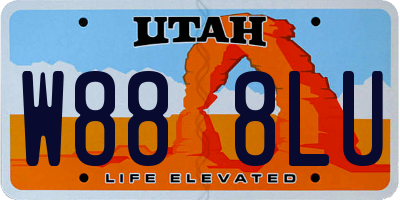 UT license plate W888LU