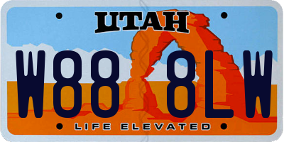 UT license plate W888LW