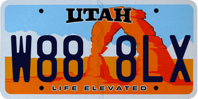 UT license plate W888LX