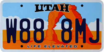 UT license plate W888MJ