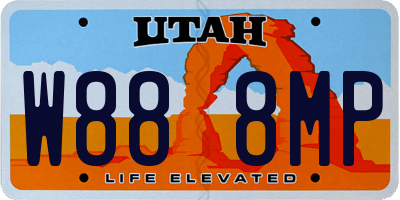 UT license plate W888MP