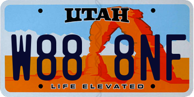 UT license plate W888NF