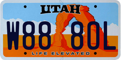 UT license plate W888OL