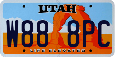 UT license plate W888PC