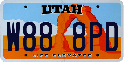 UT license plate W888PD