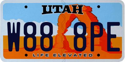 UT license plate W888PE